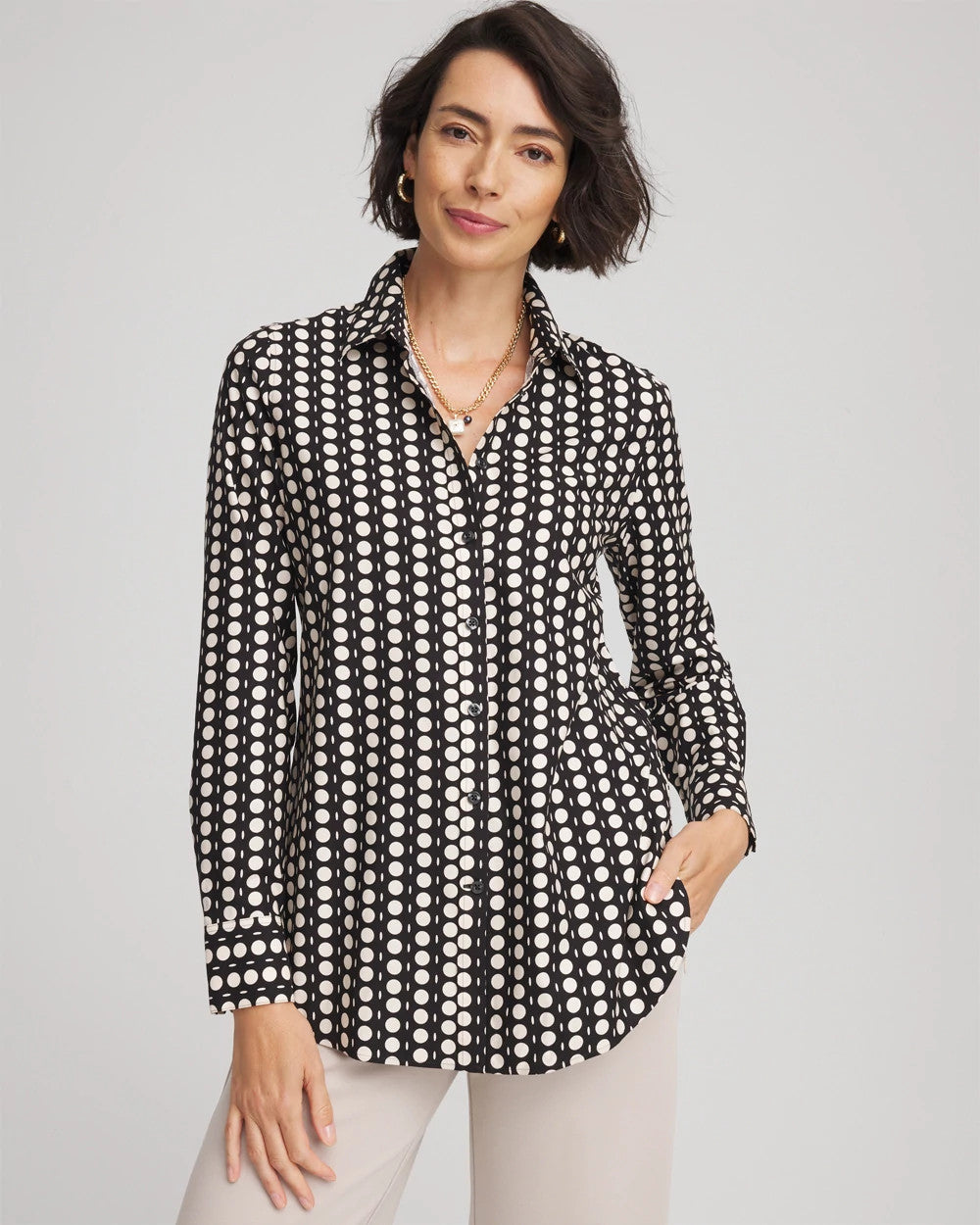Chico's Clothing No Iron™ Printed Sateen Shirt