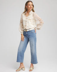 Chico's Clothing Georgette Blouson Sleeve Blouse
