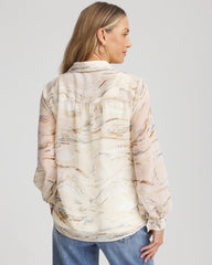Chico's Clothing Georgette Blouson Sleeve Blouse