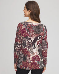 Chico's Clothing Printed Pima Cotton Bateau-Neck Tee