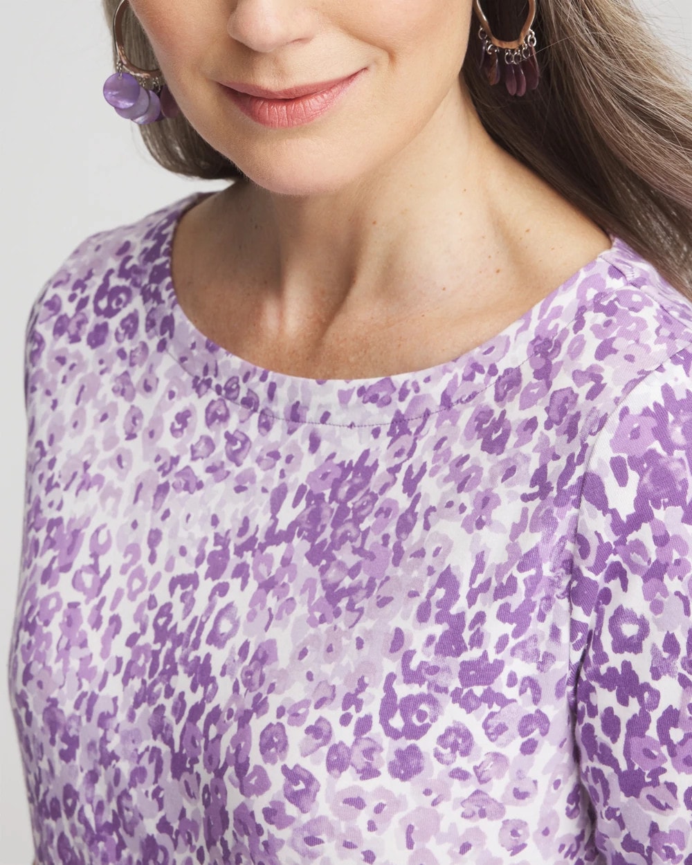 Chico's Clothing Animal Print Bateau-Neck Pima Tee