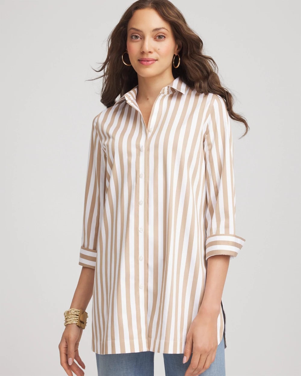 Chico's Clothing No Iron™ Neutral Striped Tunic