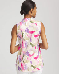 Chico's Clothing Watercolor Slub Sleeveless Collared Tunic