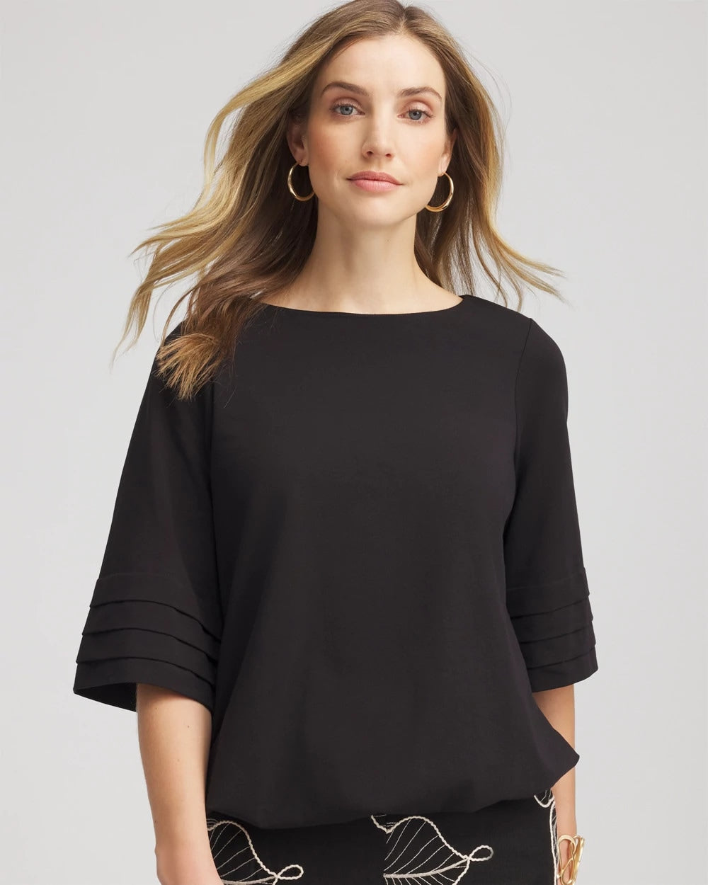 Chico's Clothing Boatneck Bubble-Hem Top