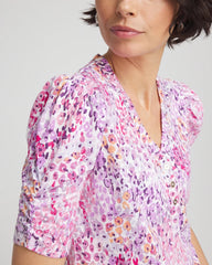 Chico's Clothing Animal Print Slub Henley Tee