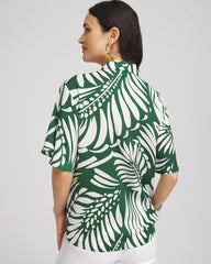 Chico's Clothing Palm Print Tie-Front Silky Top