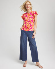 Chico's Clothing Touch of Cool™ Tropical Flutter Sleeve Tee