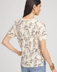 Chico's Clothing Panther Sweater-Trim Linen Tee