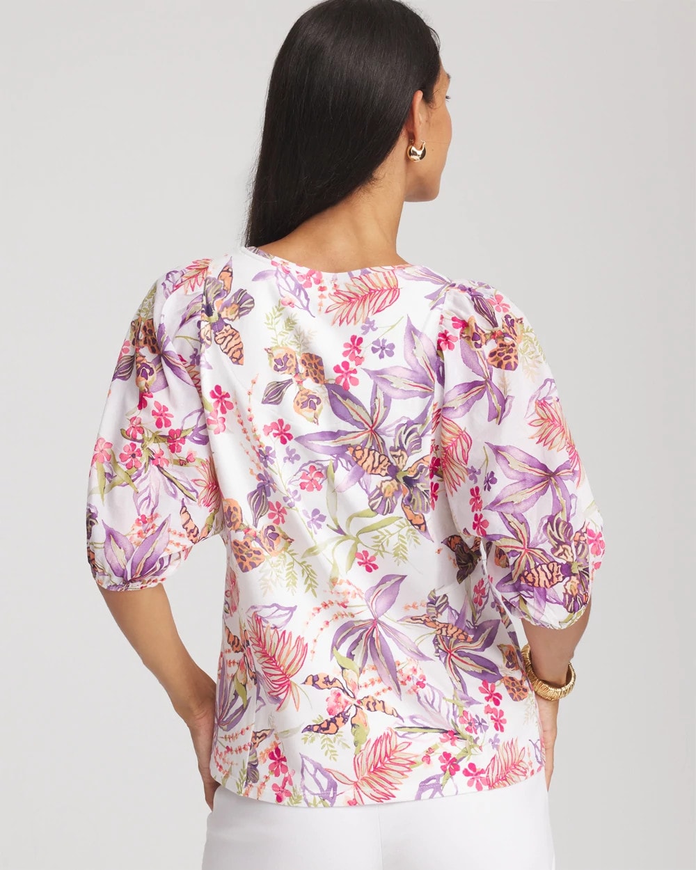 Chico's Clothing Floral Dolman Sleeve Knit Top
