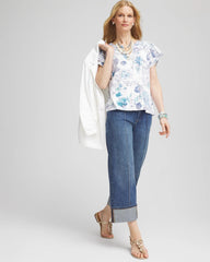Chico's Clothing Touch of Cool™ Floral Flutter Sleeve Tee