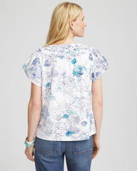 Chico's Clothing Touch of Cool™ Floral Flutter Sleeve Tee