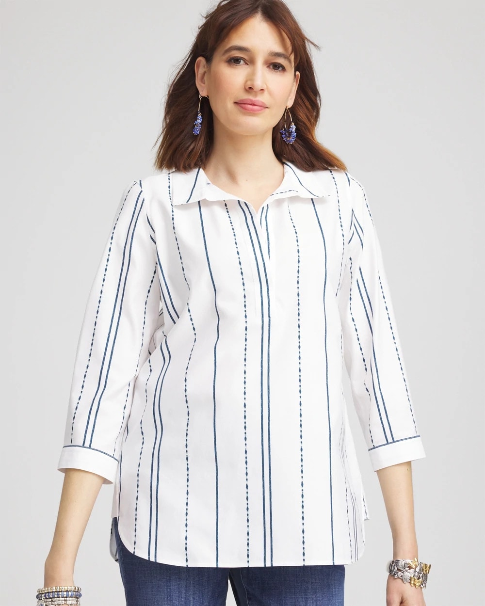 Chico's Clothing No Iron™ Striped Buttonback Stretch Tunic