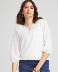 Chico's Clothing Embroidered Cutout Blouse