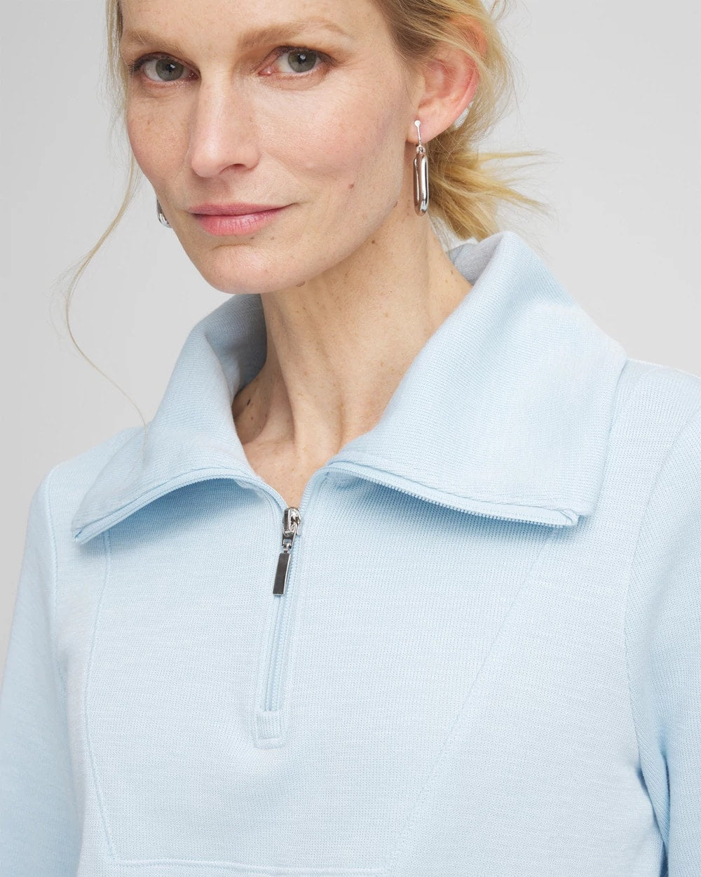 Chico's Clothing Zenergy® Beach Slub Half-Zip Pullover Top
