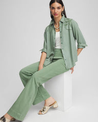 Chico's Clothing Embellished Lyocell Tencel™ Collared Shirt