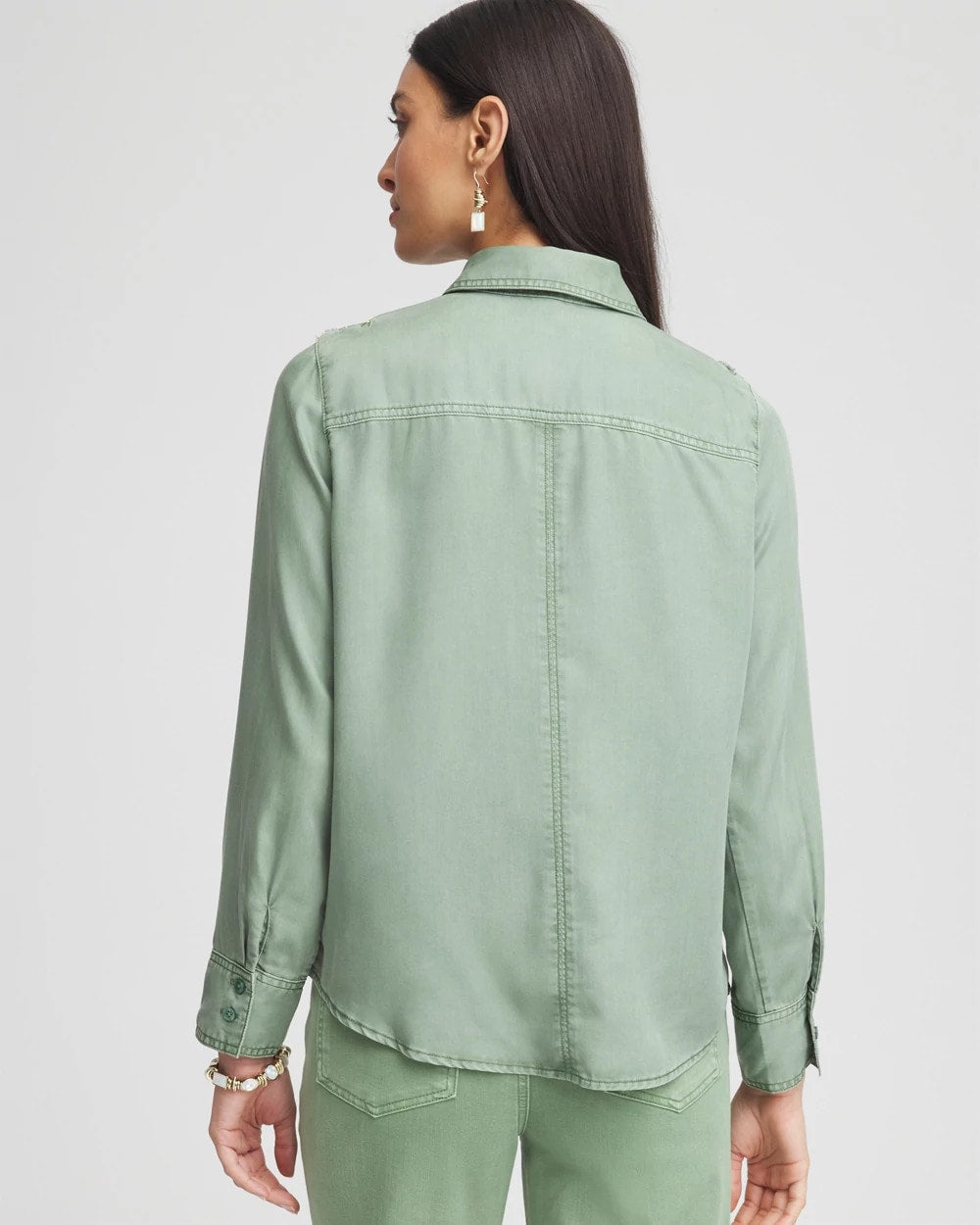 Chico's Clothing Embellished Lyocell Tencel™ Collared Shirt