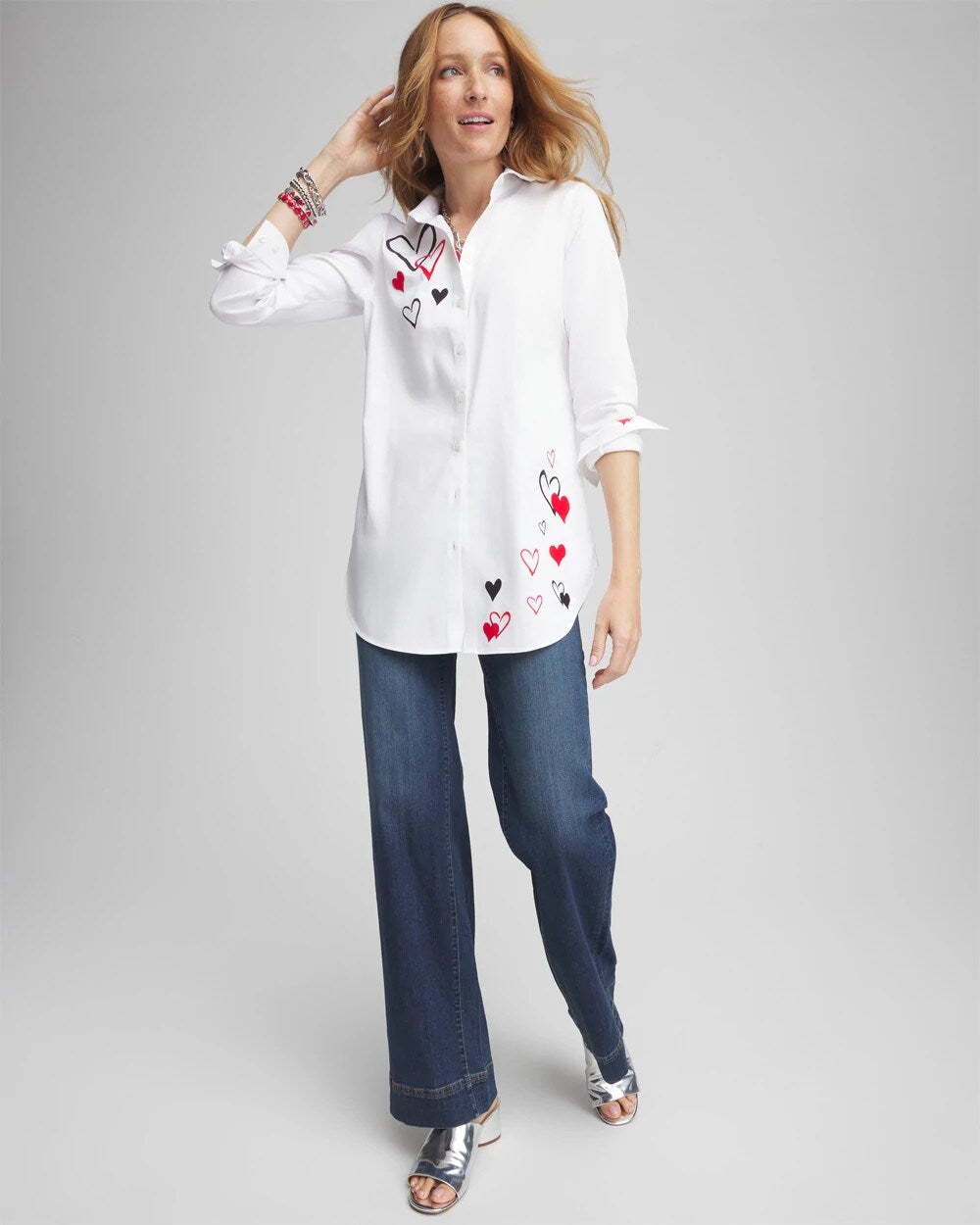 Chico's Clothing No Iron™ Valentine's Day Embroidered Tunic