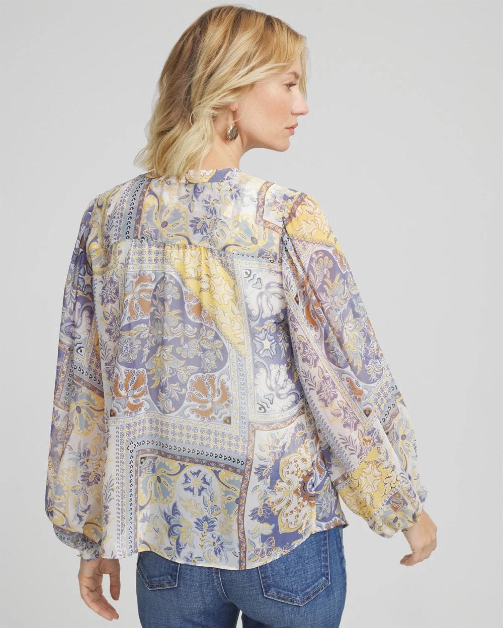 Chico's Clothing Artisanal Georgette Blouson-Sleeve Blouse