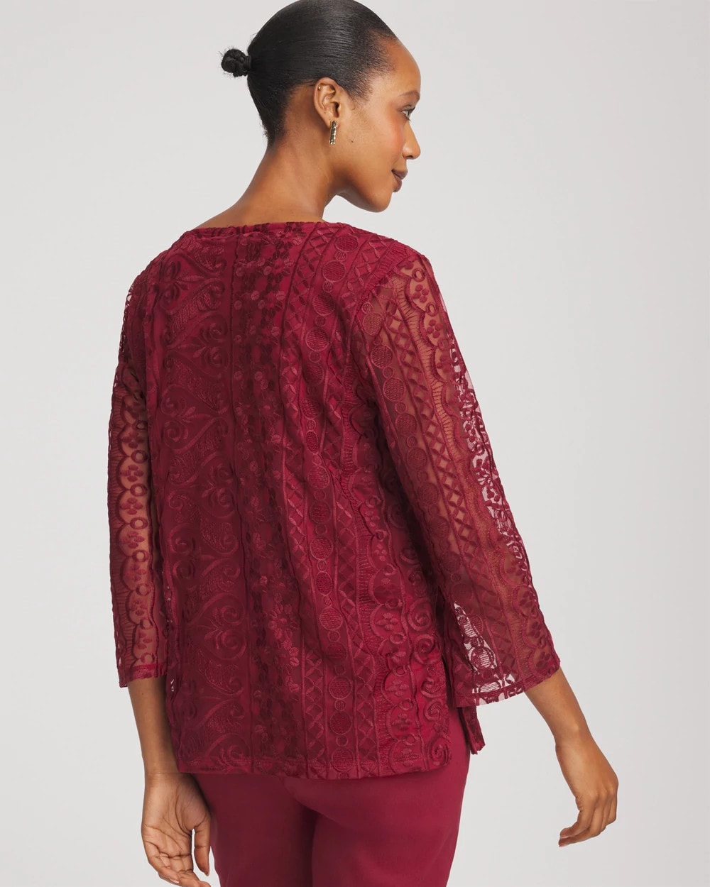 Chico's Clothing Embroidered Mesh Tunic Top