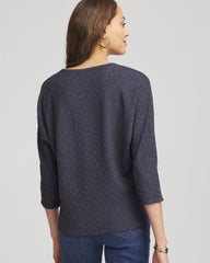 Chico's Clothing Textured Denim-Motif Tapered-Hem Top
