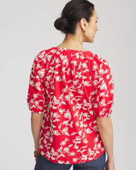 Chico's Clothing Floral Embroidered Cotton Peasant Blouse