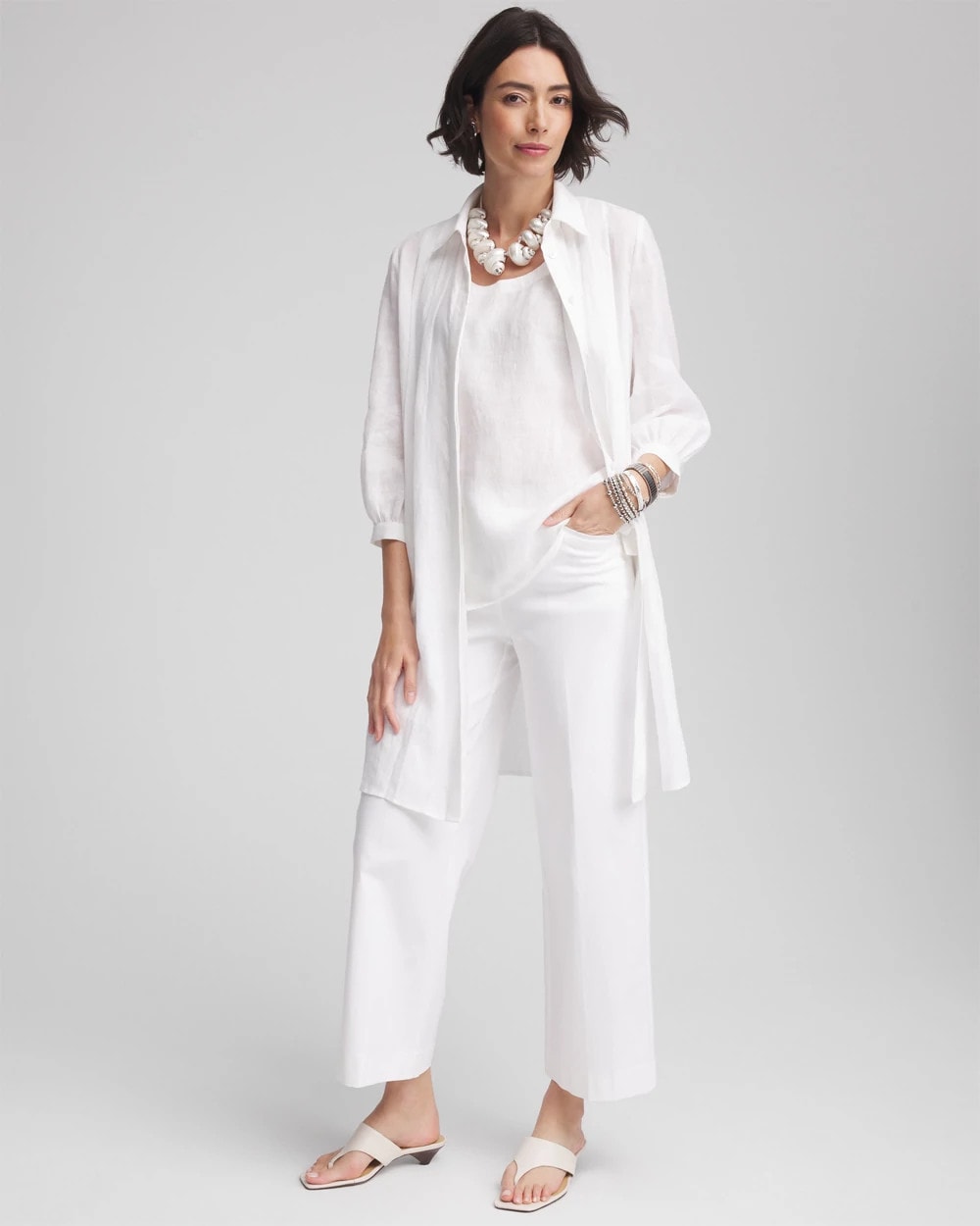Chico's Clothing Pintuck Placket Linen Tunic