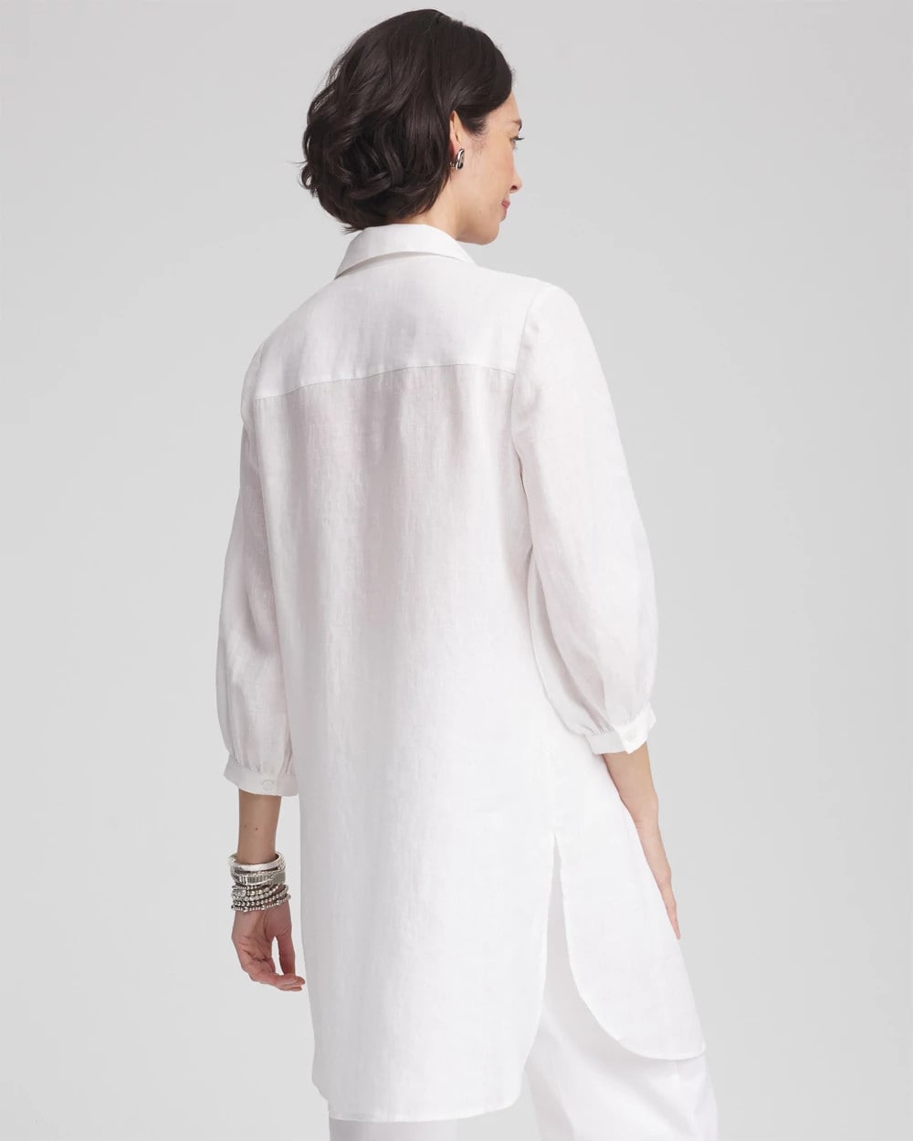 Chico's Clothing Pintuck Placket Linen Tunic