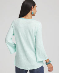 Chico's Clothing Linen Embroidered V-Neck Tunic