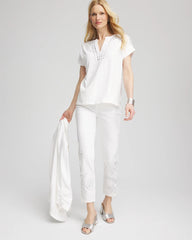 Chico's Clothing Paillette Trim Cotton Slub Tee