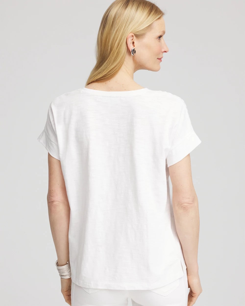 Chico's Clothing Paillette Trim Cotton Slub Tee