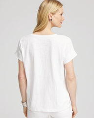 Chico's Clothing Paillette Trim Cotton Slub Tee