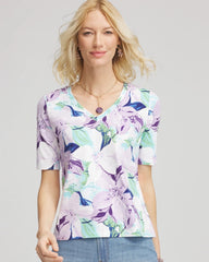 Chico's Clothing Lily Print V-Neck Perfect Tee