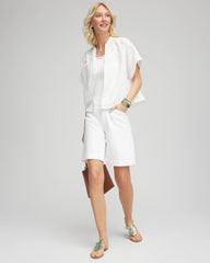 Chico's Clothing Embroidered Dolman Sleeved Linen Blouse