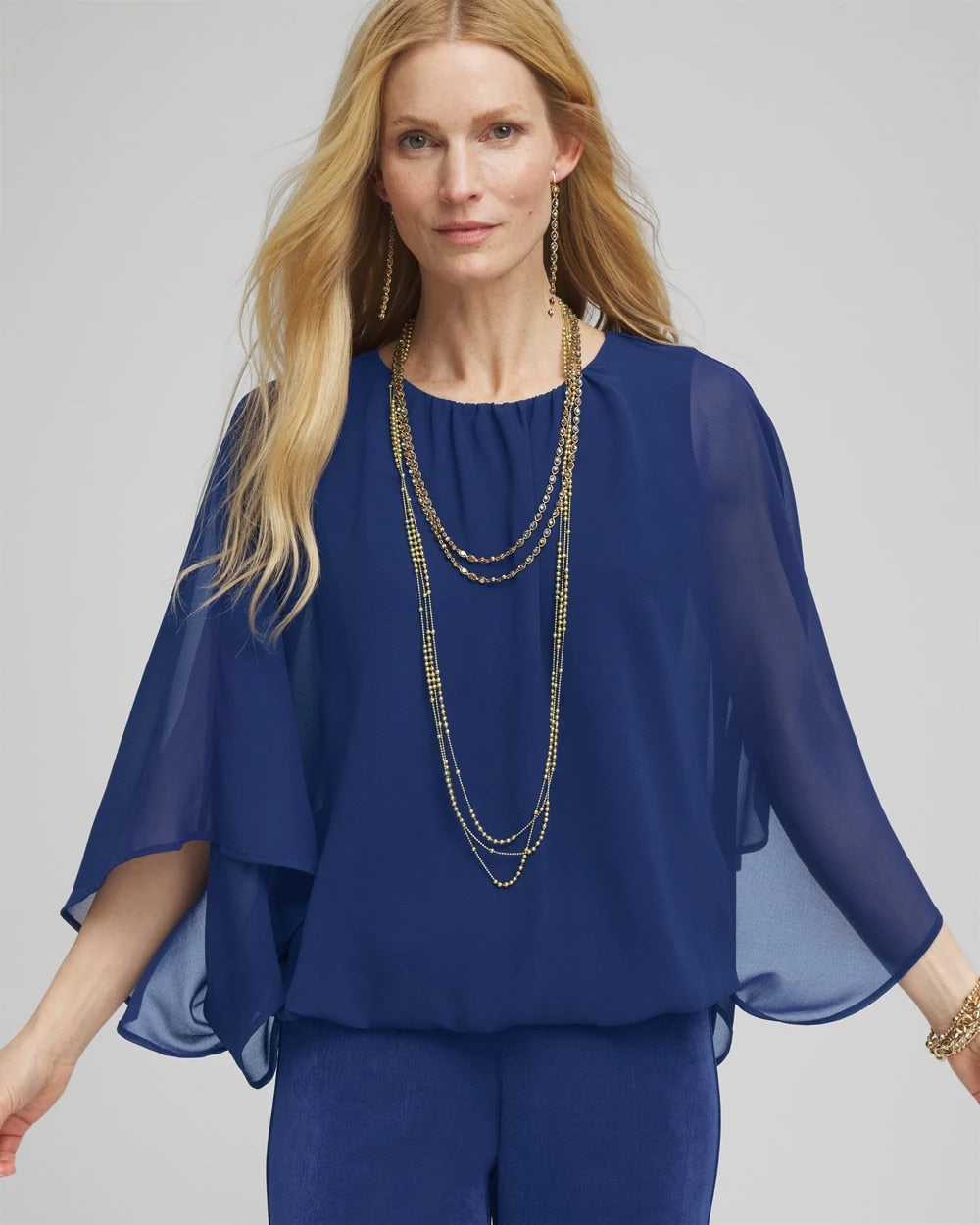 Chico's Clothing Travelers™ Collection Bubble Hem Chiffon Blouse