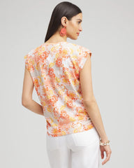 Chico's Clothing Floral Knot Front Tee