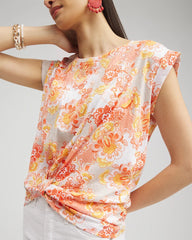 Chico's Clothing Floral Knot Front Tee