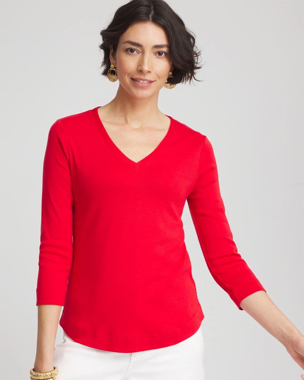 Chico's Clothing Everyday 3/4 Sleeve V-Neck Tee