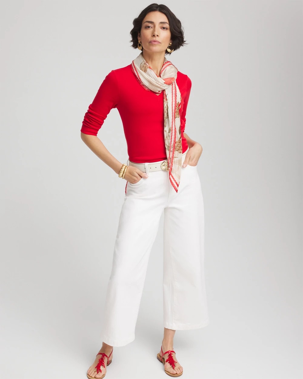 Chico's Clothing Everyday 3/4 Sleeve V-Neck Tee