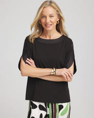 Chico's Clothing Jersey & Satin Dolman Tee
