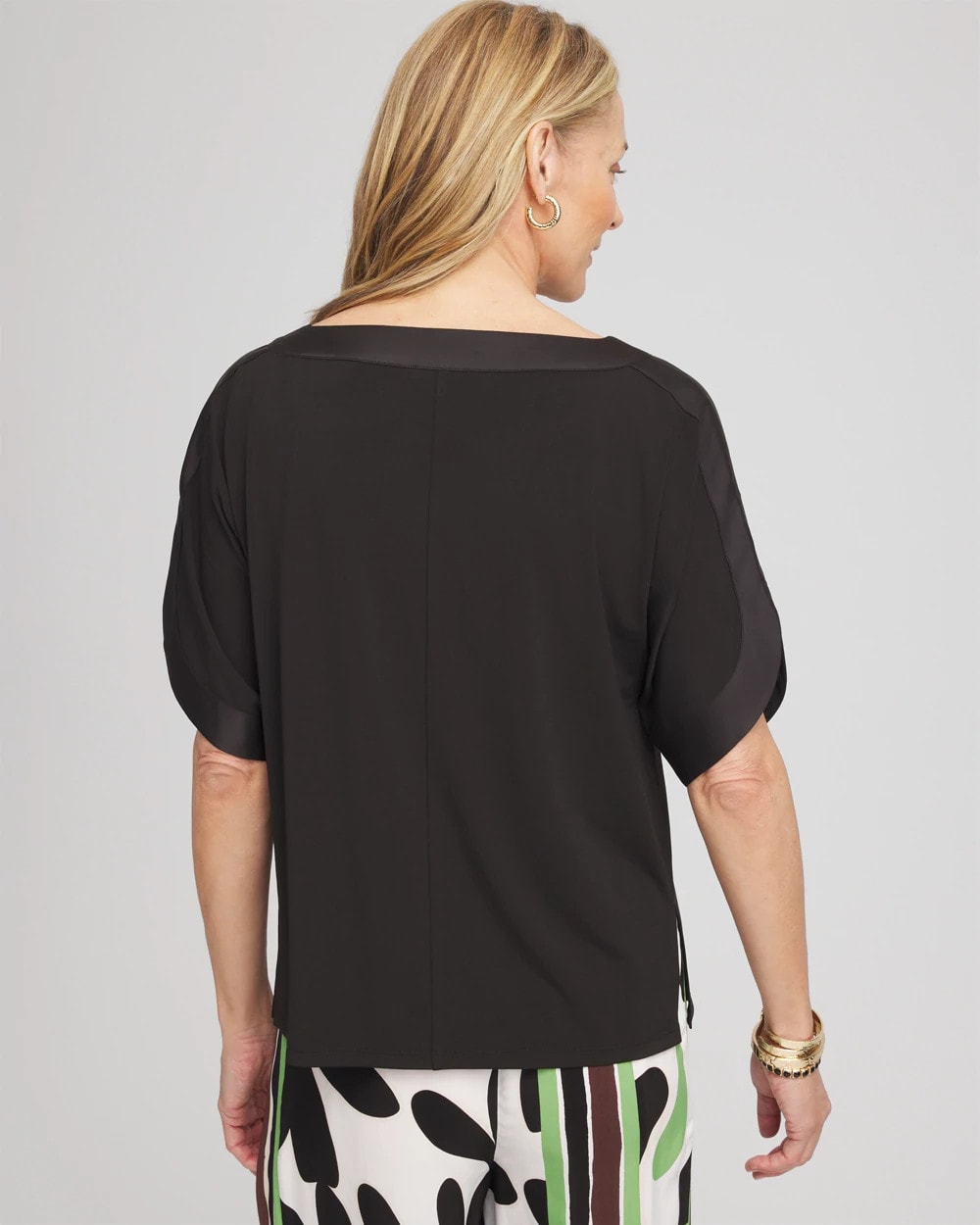 Chico's Clothing Jersey & Satin Dolman Tee