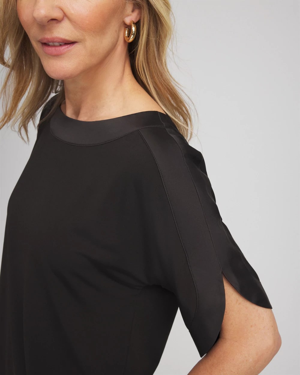 Chico's Clothing Jersey & Satin Dolman Tee