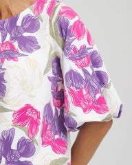 Chico's Clothing Floral Bubble Sleeve Top