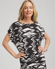 Chico's Clothing Travelers™ Crinkled Knit Geo-Print Top