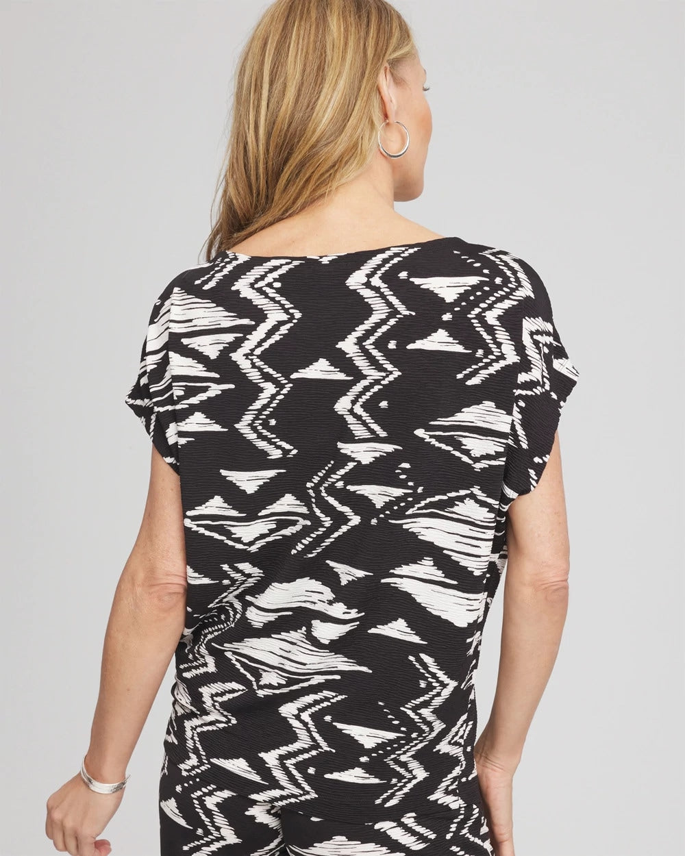 Chico's Clothing Travelers™ Crinkled Knit Geo-Print Top