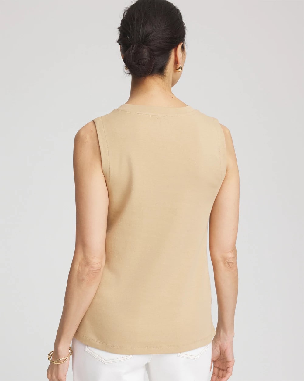 Chico's Clothing Sleeveless V-Neck Button Tank