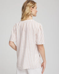 Chico's Clothing Striped Linen Popover Shirt