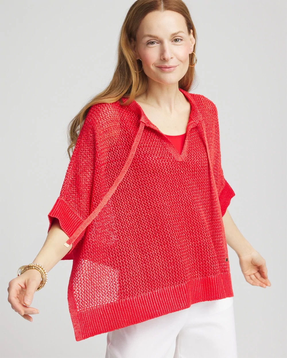 Chico's Clothing Sequin Open Knit Poncho