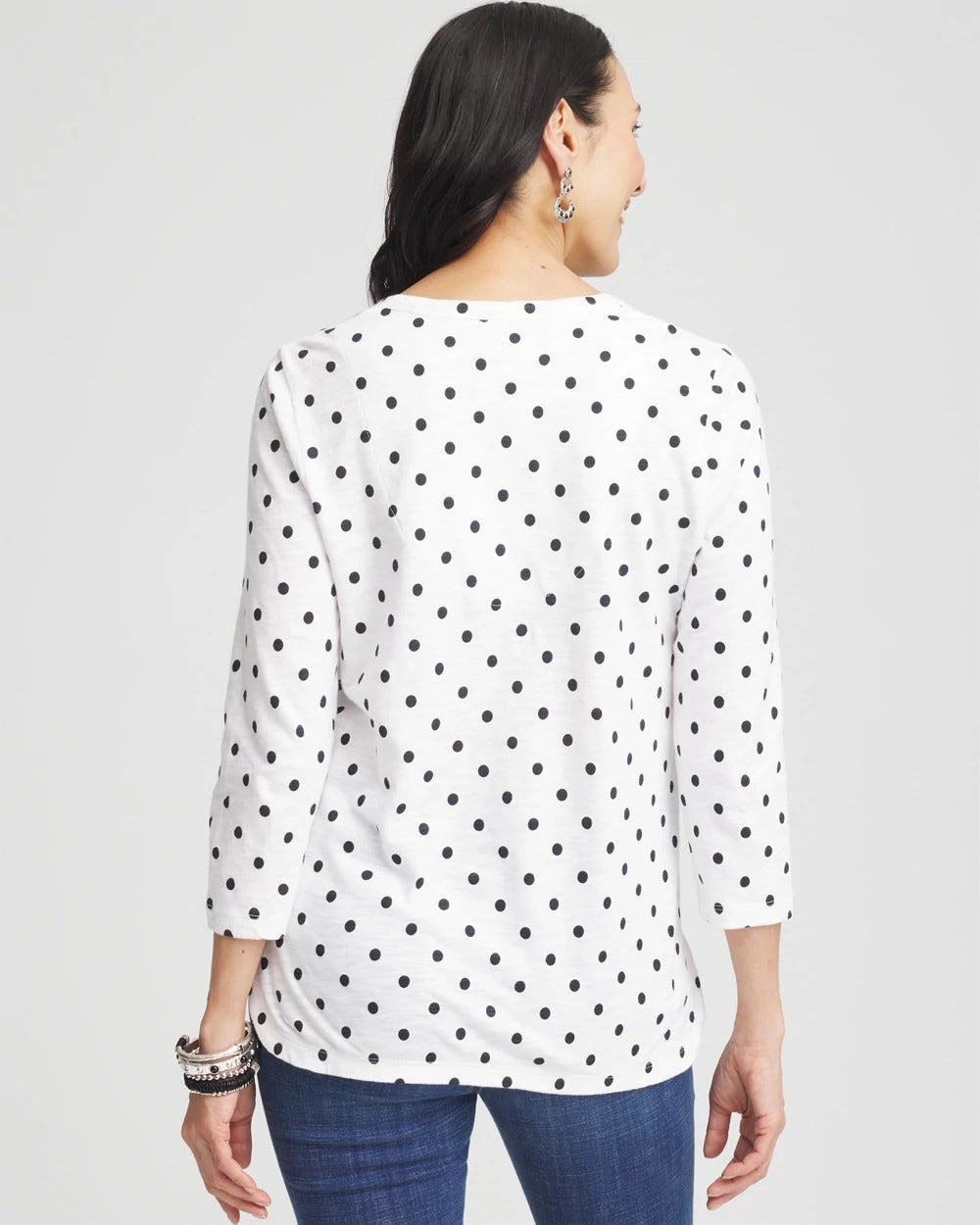 Chico's Clothing Polka-Dot Slub Scoop-Neck Tee