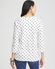 Chico's Clothing Polka-Dot Slub Scoop-Neck Tee