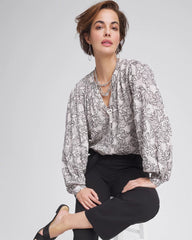 Chico's Clothing Crepe Embroidered Blouse